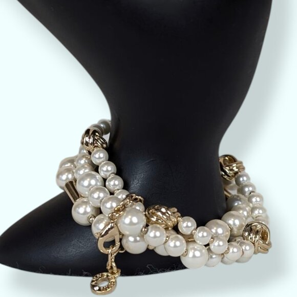 Anne Klein Set of 3 Faux Pearl Beaded Bracelets - Picture 3 of 5